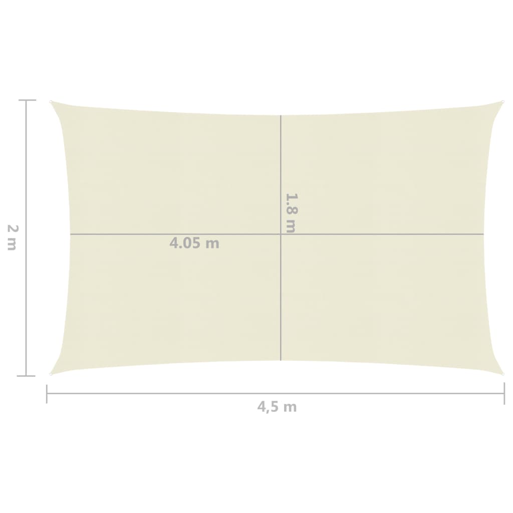 vidaXL Voile d'ombrage 160 g/m² Crème 2x4,5 m PEHD