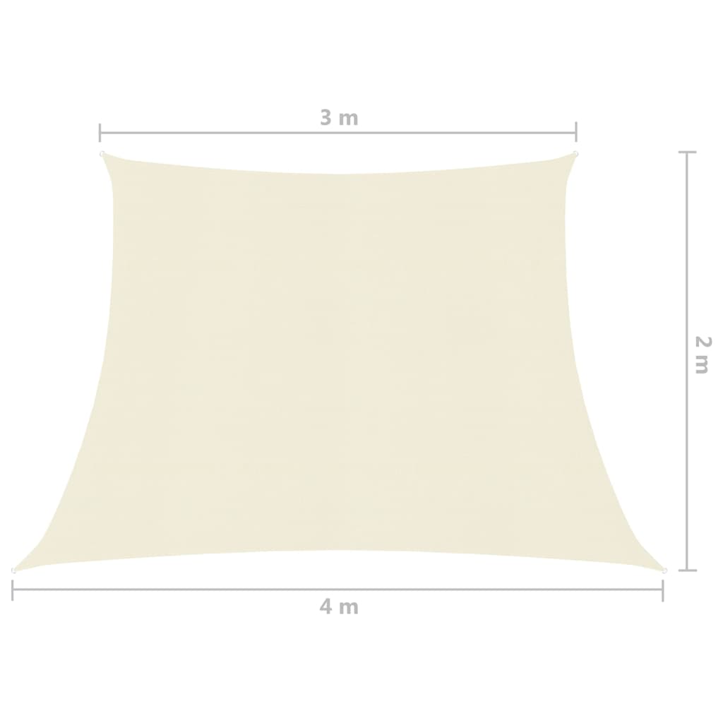 vidaXL Voile d'ombrage 160 g/m² Crème 3/4x2 m PEHD
