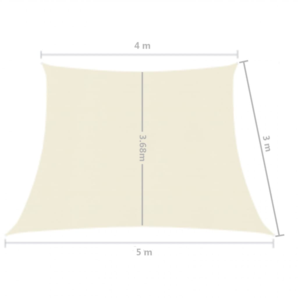 vidaXL Voile d'ombrage 160 g/m² Crème 4/5x3 m PEHD