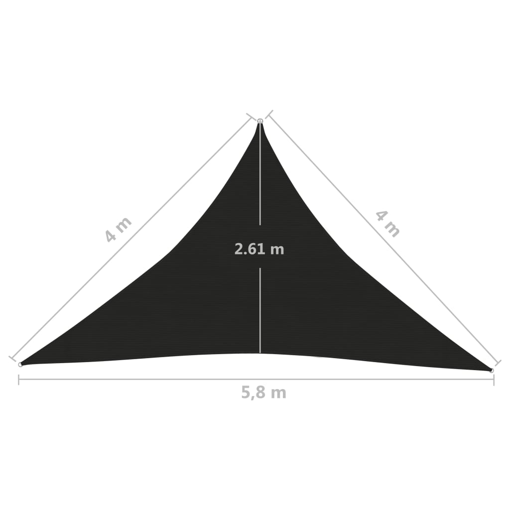 vidaXL Voile d'ombrage 160 g/m² Noir 4x4x5,8 m PEHD