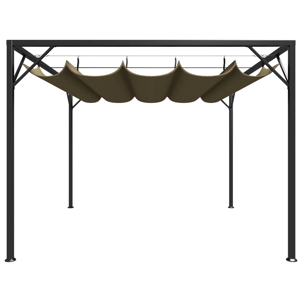 vidaXL Chapiteau de jardin avec auvent rétractable 3x3m Taupe 180 g/m²