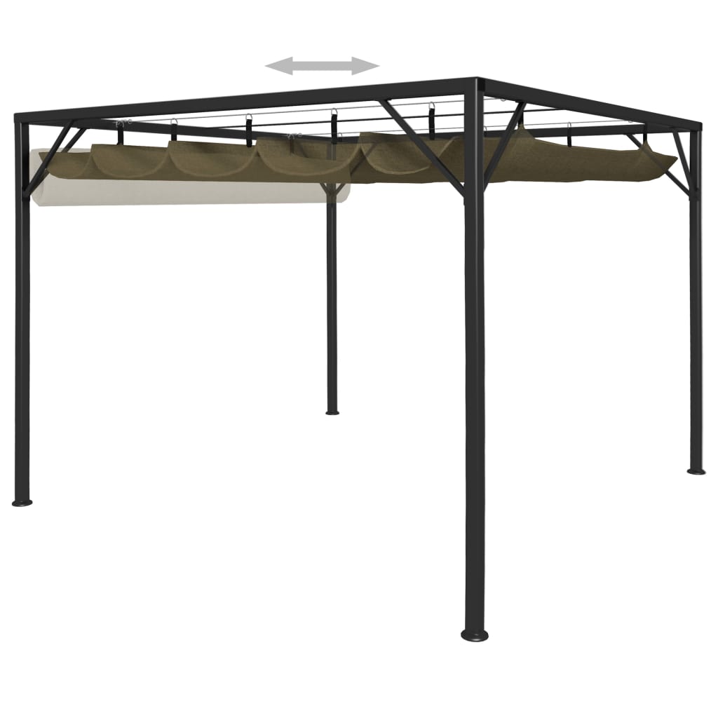 vidaXL Chapiteau de jardin avec auvent rétractable 3x3m Taupe 180 g/m²