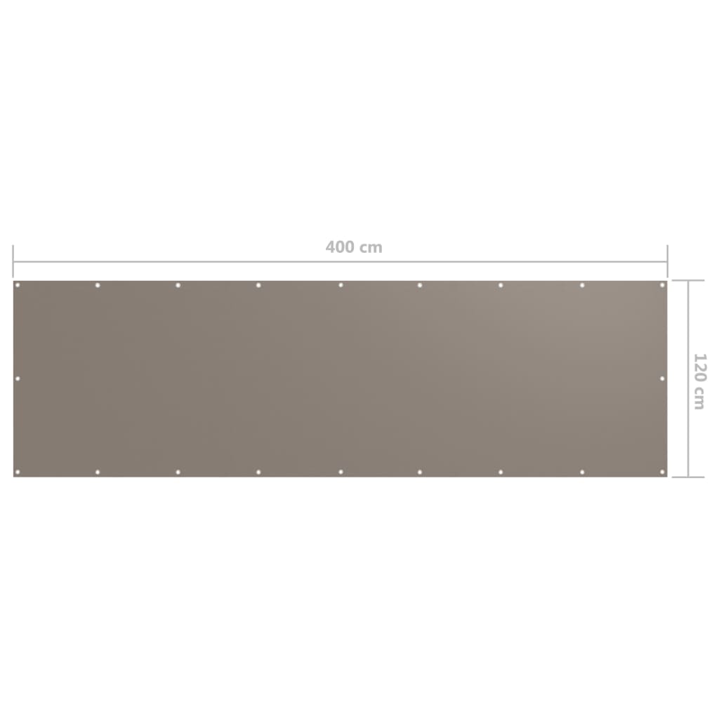 vidaXL Écran de balcon Taupe 120x400 cm Tissu Oxford
