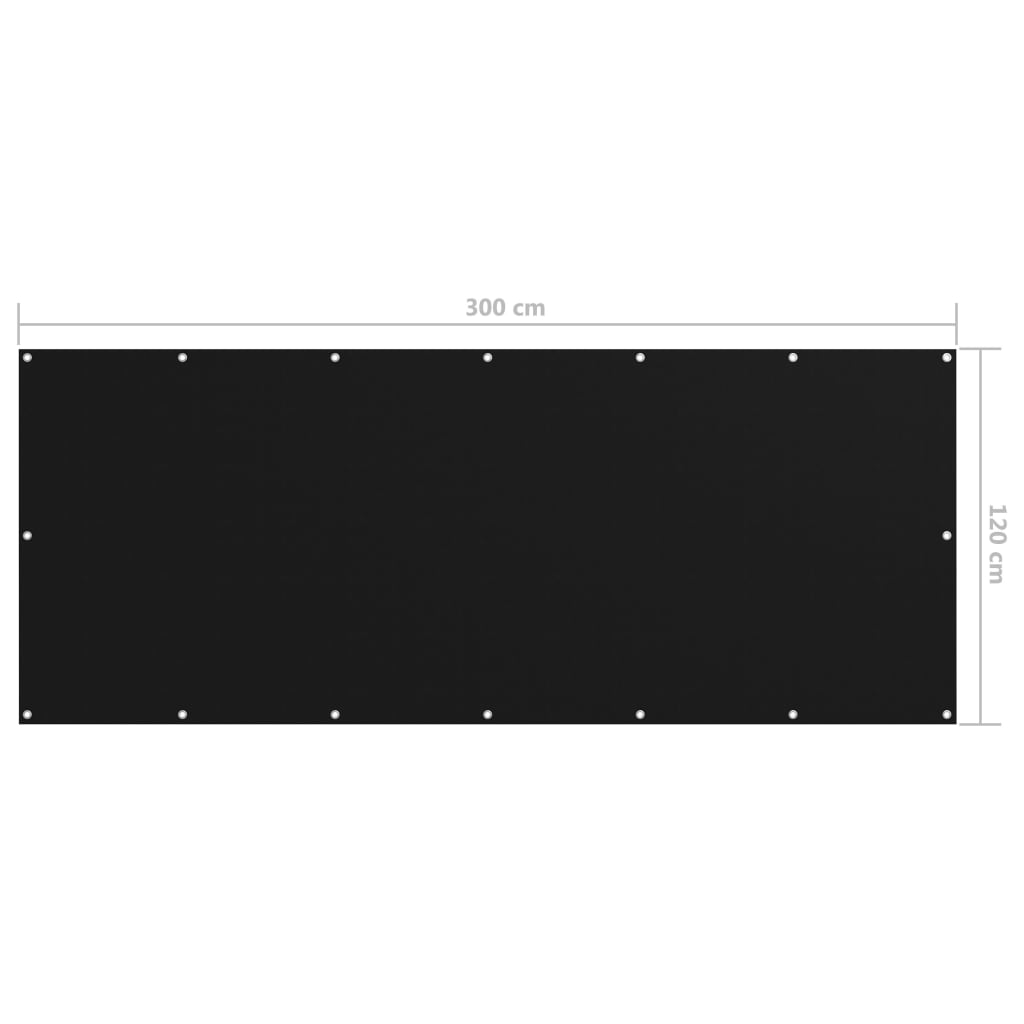 vidaXL Écran de balcon Noir 120x300 cm Tissu Oxford