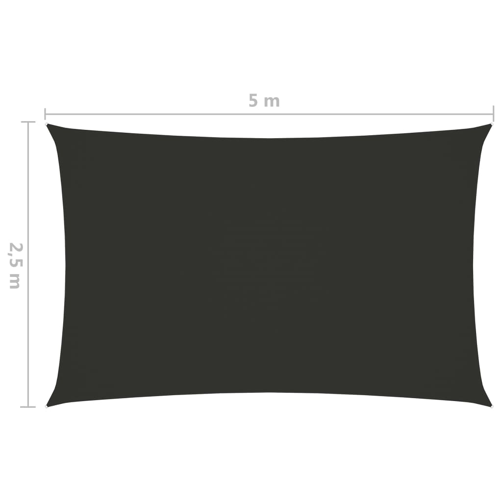 vidaXL Voile de parasol tissu oxford rectangulaire 2,5x5 m anthracite
