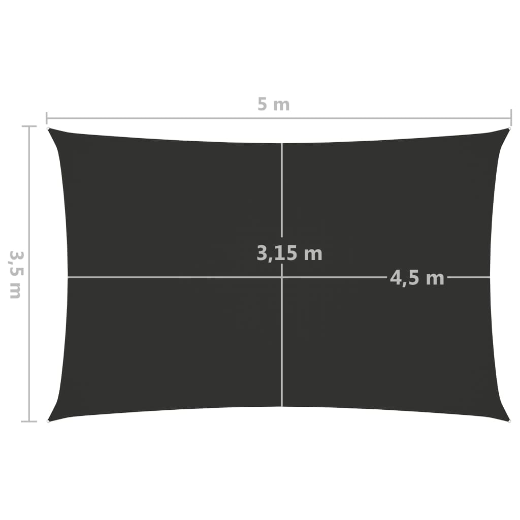 vidaXL Voile de parasol tissu oxford rectangulaire 3,5x5 m anthracite