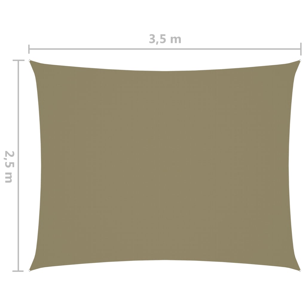 vidaXL Voile de parasol tissu oxford rectangulaire 2,5x3,5 m beige