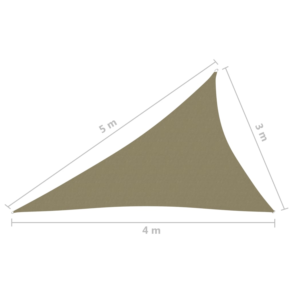 vidaXL Voile de parasol tissu oxford triangulaire 3x4x5 m beige