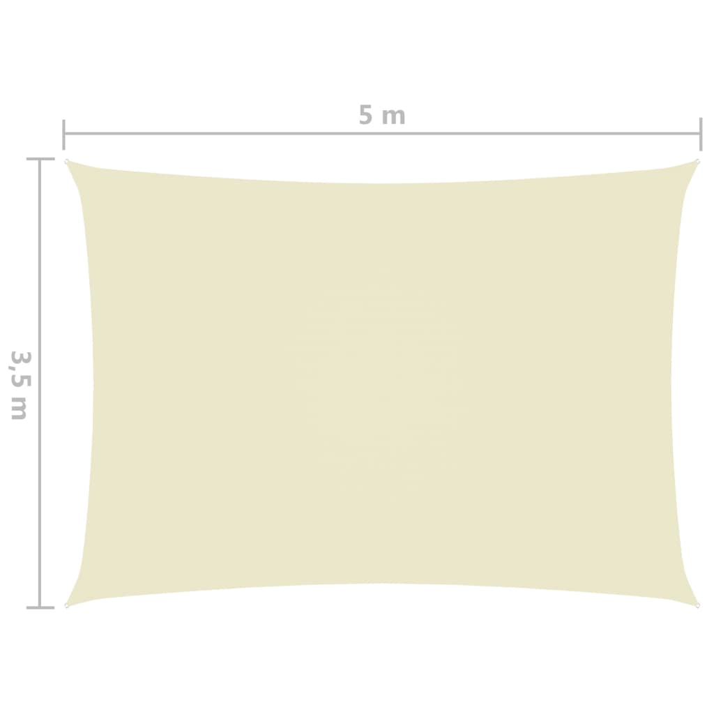 vidaXL Voile de parasol tissu oxford rectangulaire 3,5x5 m crème