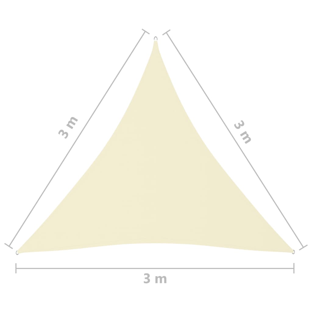vidaXL Voile de parasol tissu oxford triangulaire 3x3x3 m crème