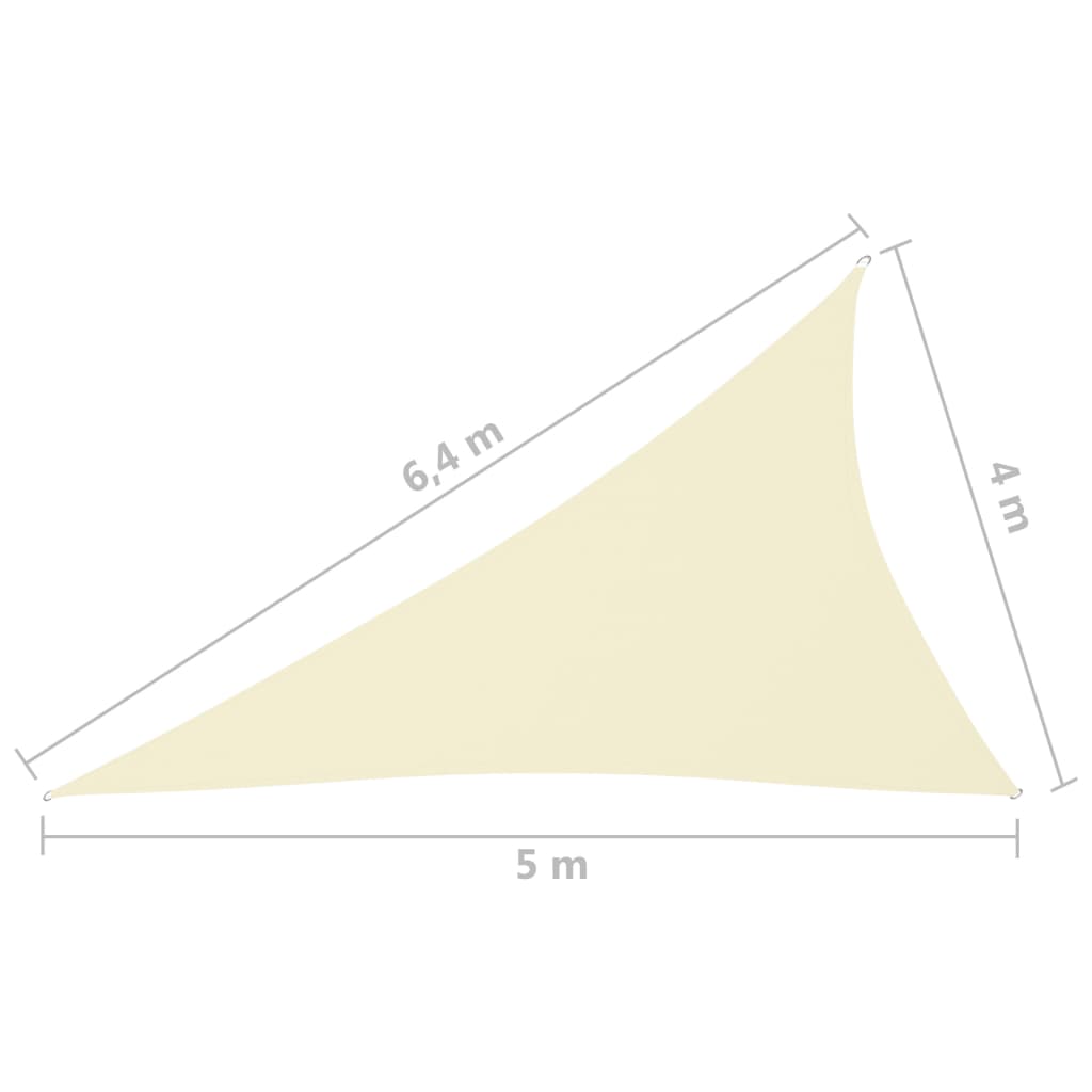 vidaXL Voile de parasol tissu oxford triangulaire 4x5x6,4 m crème