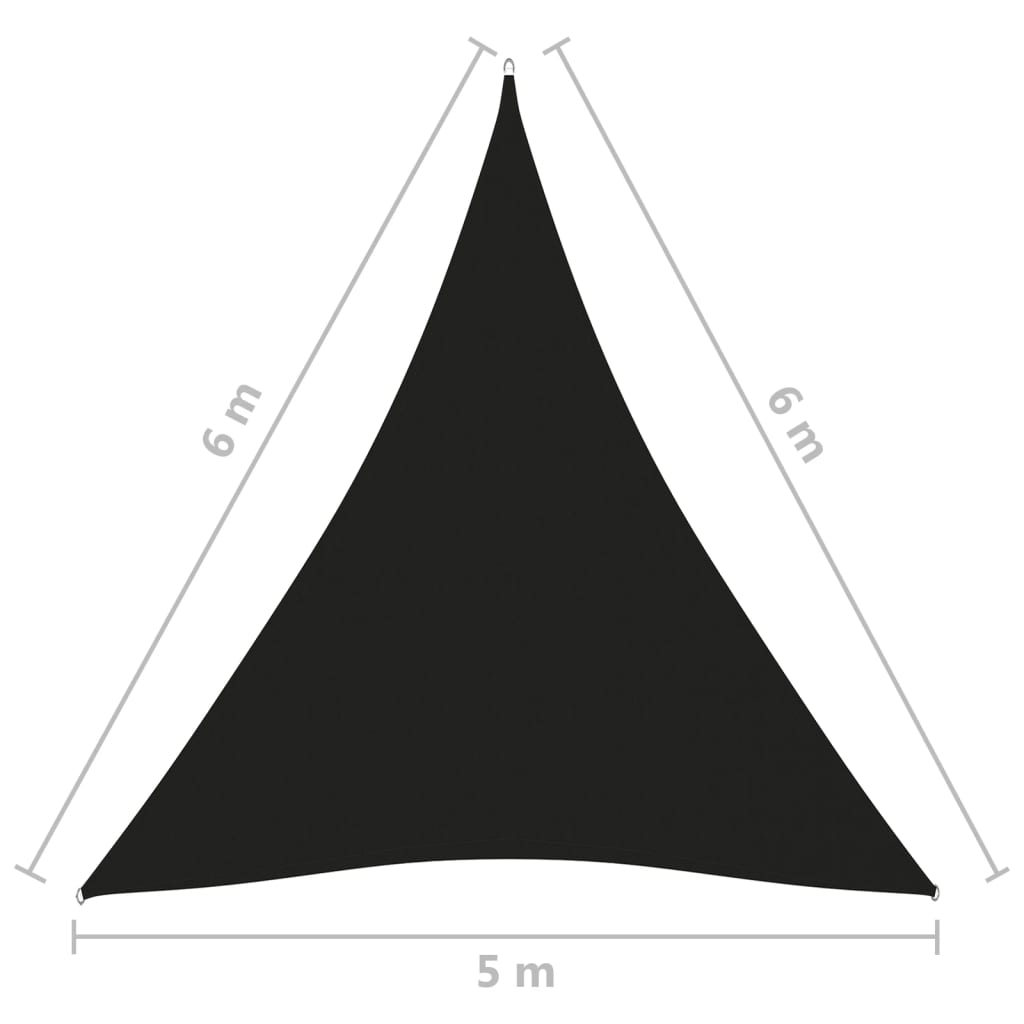 vidaXL Voile de parasol Tissu Oxford triangulaire 5x6x6 m noir