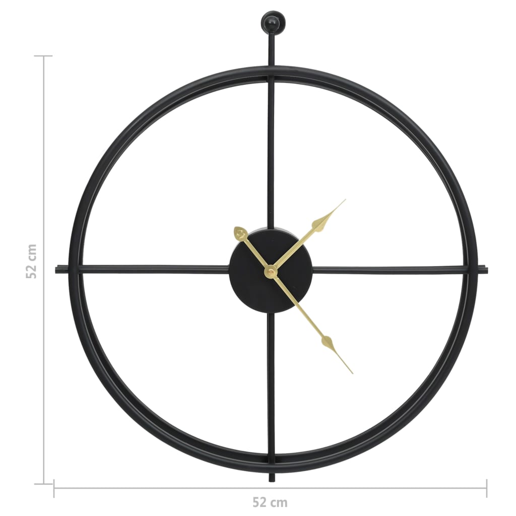 vidaXL Horloge murale Noir 52 cm Fer