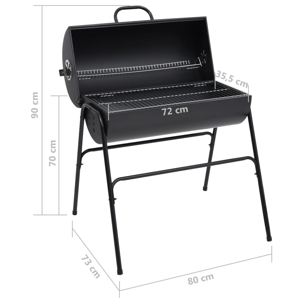 vidaXL Gril à baril avec 2 grilles de cuisson Noir 80x95x90 cm Acier