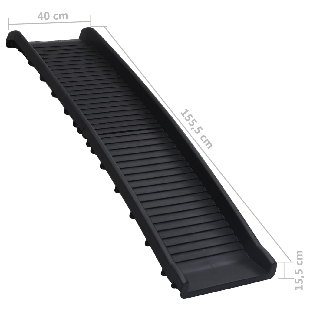 vidaXL Rampe de voiture pliable pour chiens Noir 155,5x40x15,5 cm