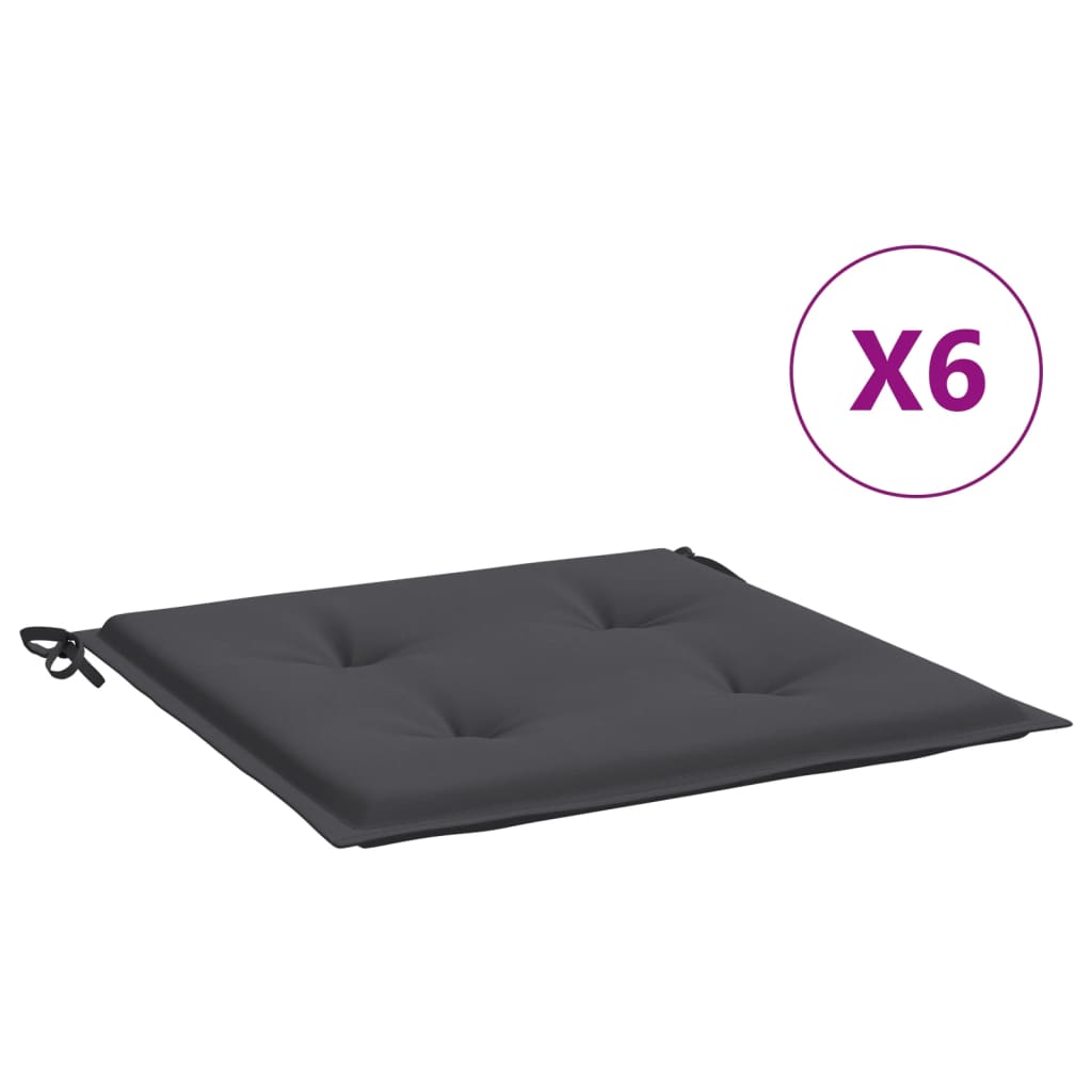 vidaXL Coussins de chaise de jardin 6 pcs anthracite 40x40x3 cm