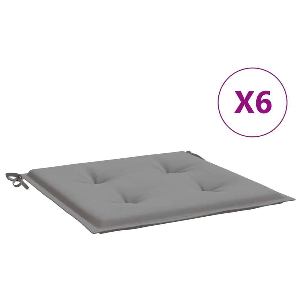 vidaXL Coussins de chaise de jardin 6 pcs gris 40x40x3 cm tissu oxford