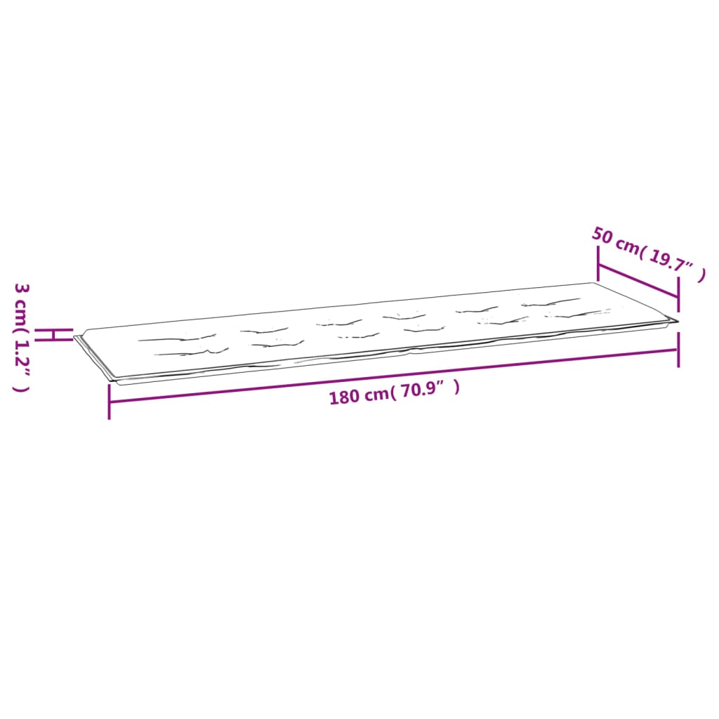 vidaXL Coussin de banc de jardin rouge bordeaux 180x50x3 cm