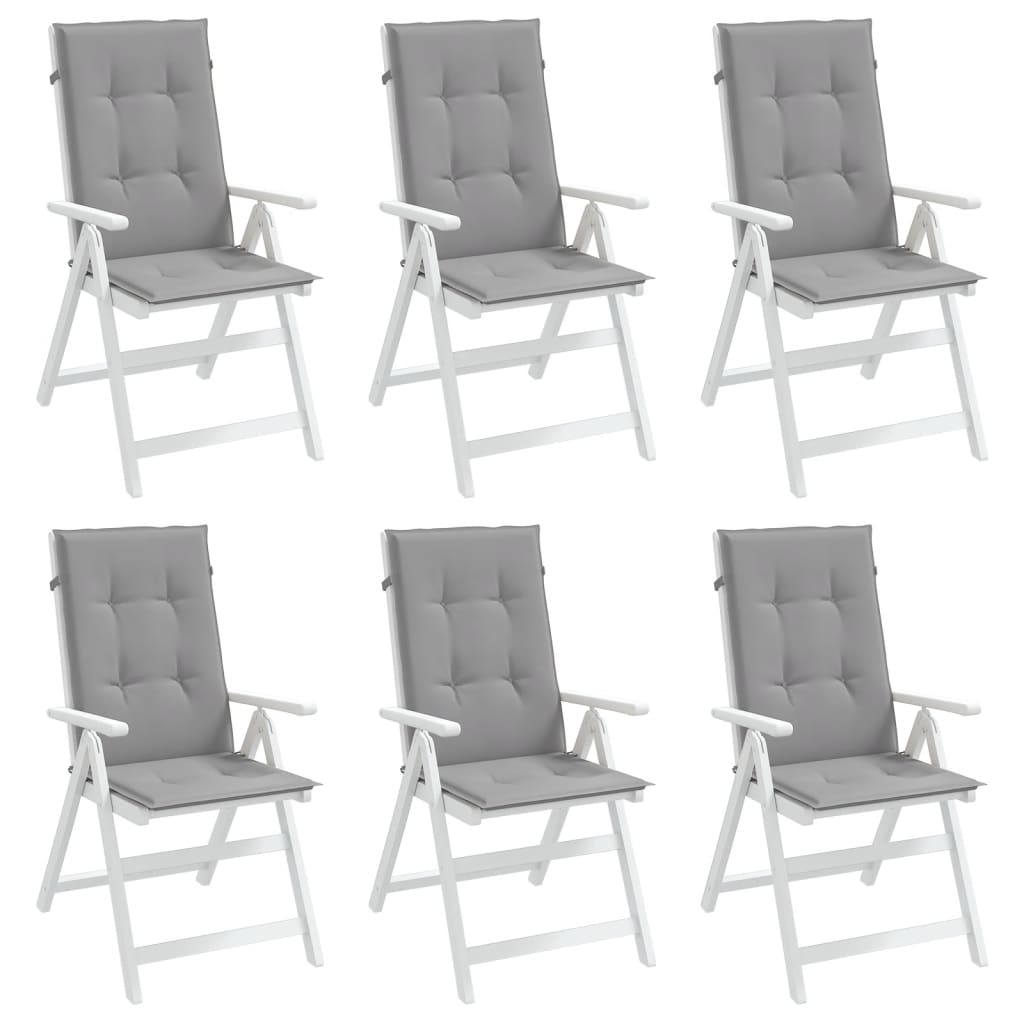 vidaXL Coussins de chaise de jardin à dossier haut lot de 6 gris tissu