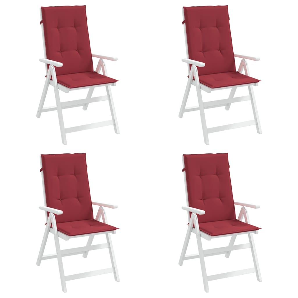 vidaXL Coussins de chaise de jardin à dossier haut lot de 4 bordeaux