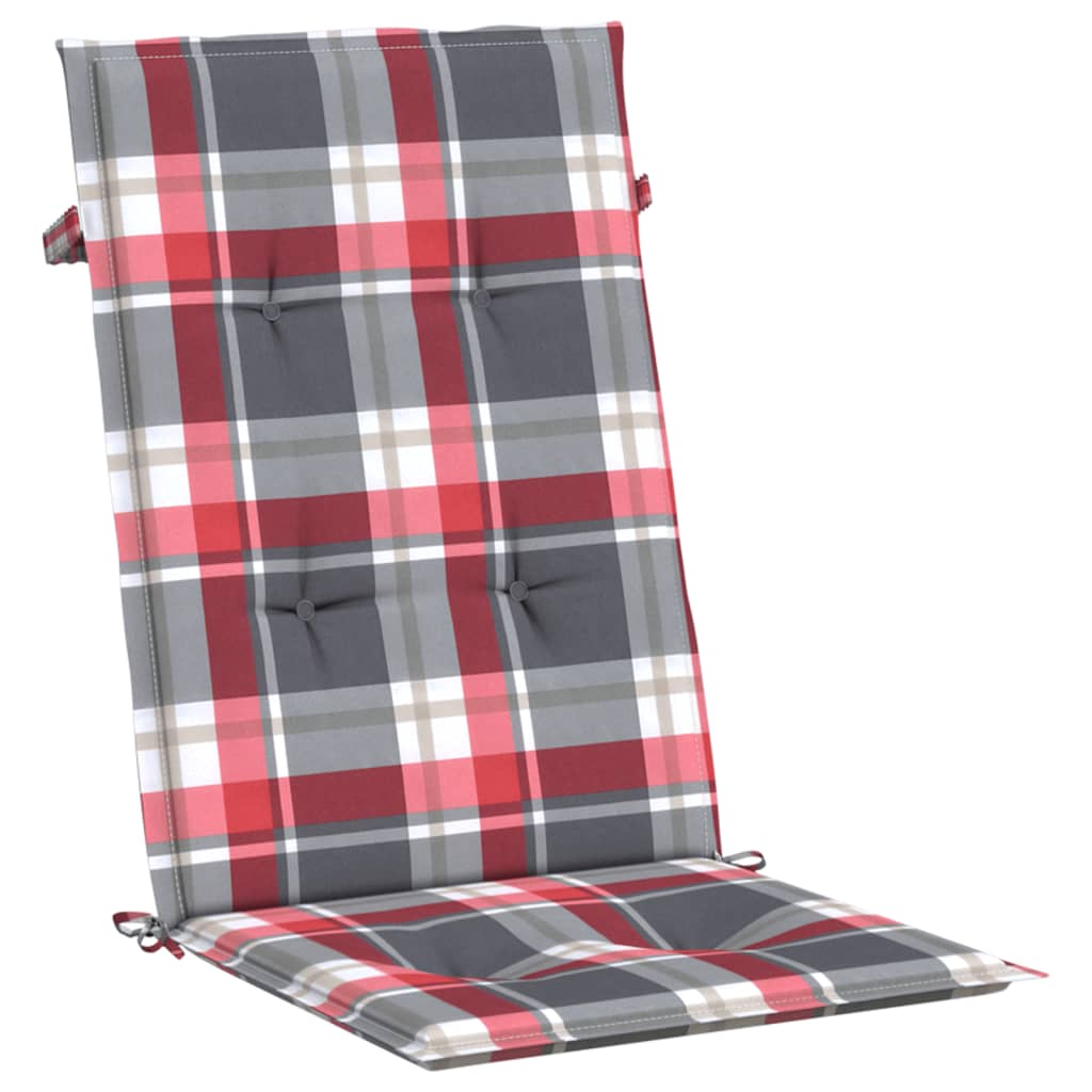 vidaXL Coussins de chaise jardin dossier haut lot de 4 carreaux rouges