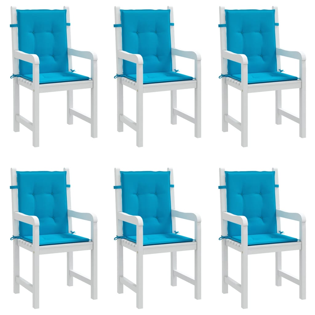 vidaXL Coussins de chaise de jardin à dossier bas lot de 6 bleu
