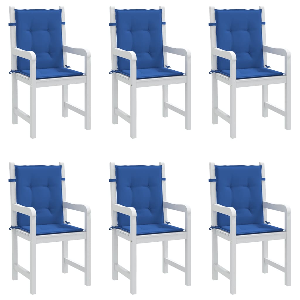 vidaXL Coussins de chaise de jardin à dossier bas lot de 6 bleu royal