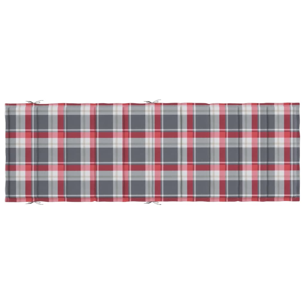 vidaXL Coussin de chaise longue à carreaux rouge 186x58x3 cm