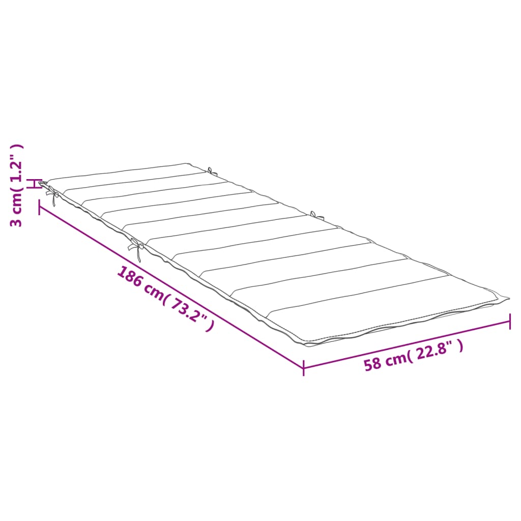 vidaXL Coussin de chaise longue à carreaux rouge 186x58x3 cm