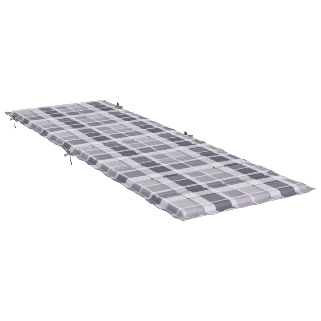 vidaXL Coussin de chaise longue à carreaux gris 186x58x3 cm