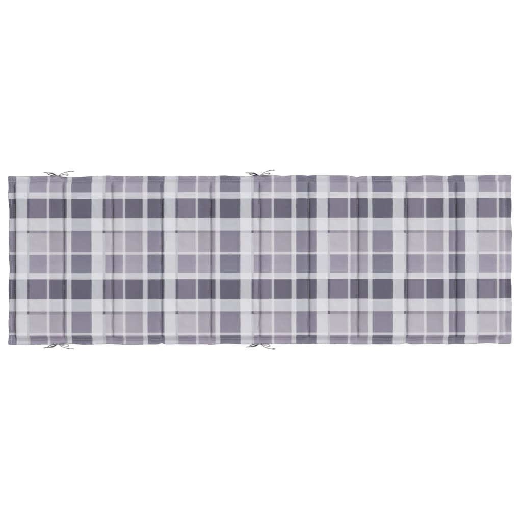 vidaXL Coussin de chaise longue à carreaux gris 186x58x3 cm