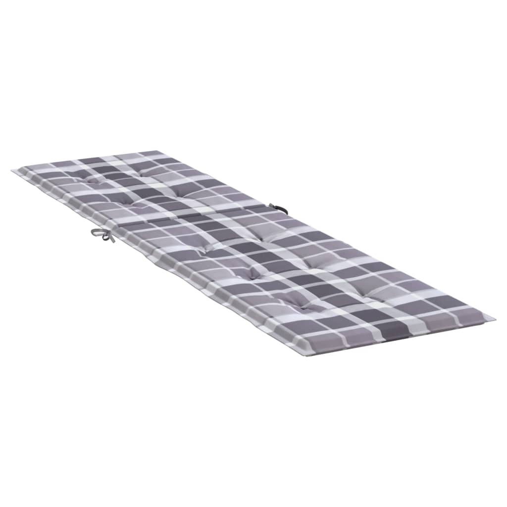 vidaXL Coussin de chaise de terrasse carreaux gris (75+105)x50x3 cm