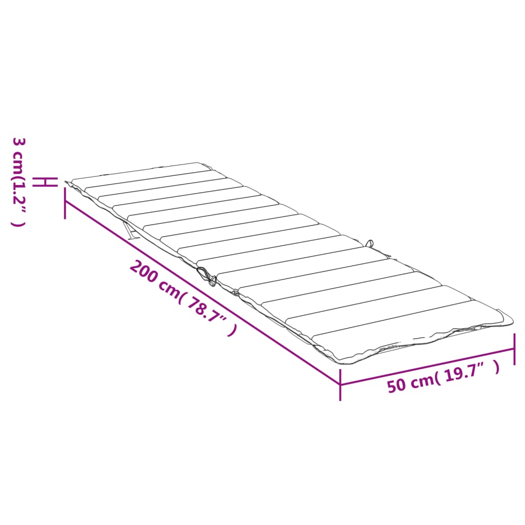 vidaXL Coussin de chaise longue crème 200x50x3 cm tissu oxford