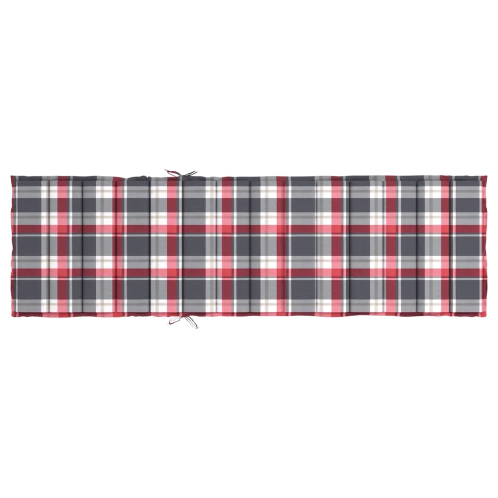 vidaXL Coussin de chaise longue à carreaux rouge 200x60x3 cm
