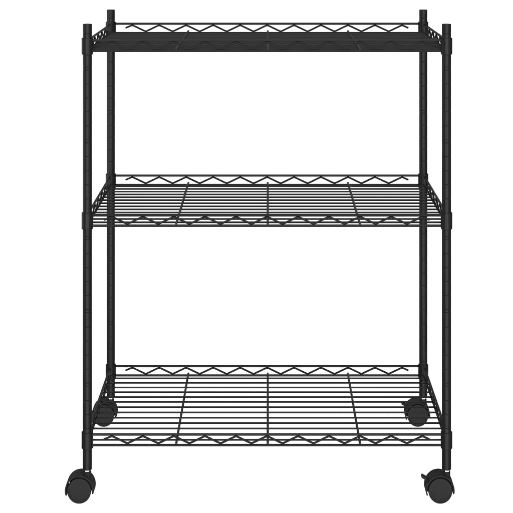 vidaXL Étagère de rangement 3 niveaux et roues 60x35x81 cm noir 150 kg