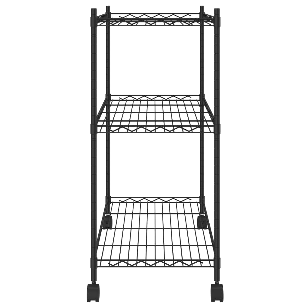 vidaXL Étagère de rangement 3 niveaux et roues 60x35x81 cm noir 150 kg