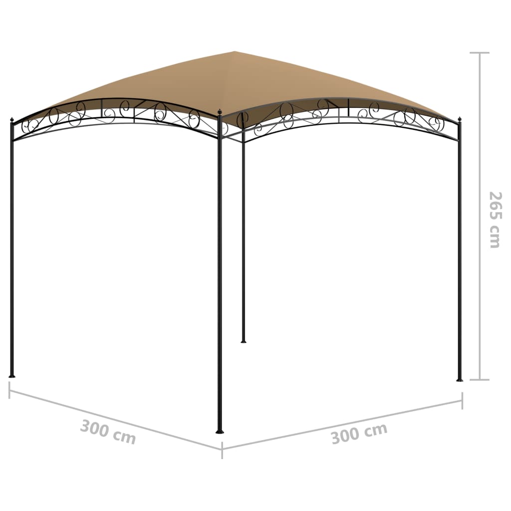 vidaXL Belvédère 3x3x2,65 m Taupe 180 g/m²