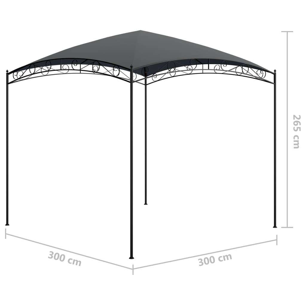 vidaXL Belvédère 3x3x2,65 m Anthracite 180 g/m²
