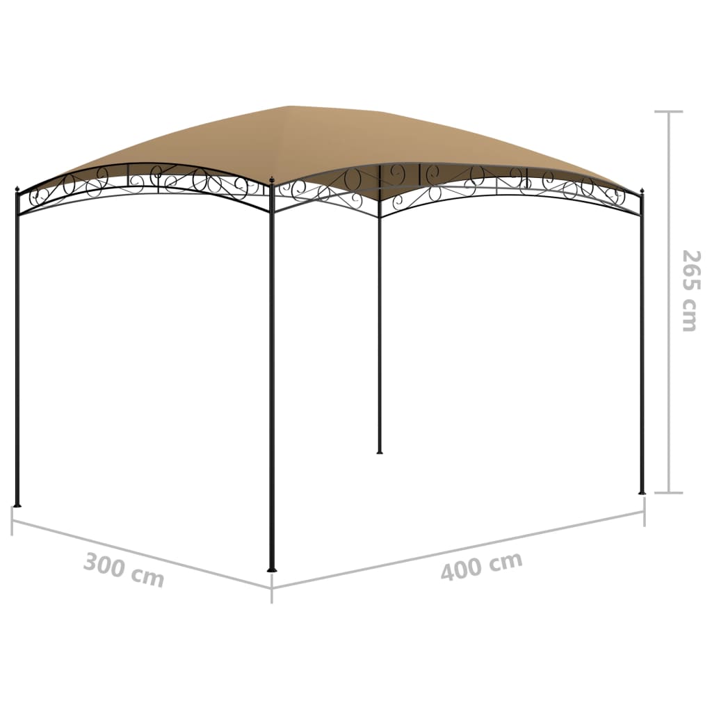 vidaXL Belvédère 3x4x2,65 m Taupe 180 g/m²