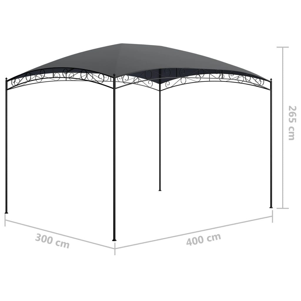 vidaXL Belvédère 3x4x2,65 m Anthracite 180 g/m²