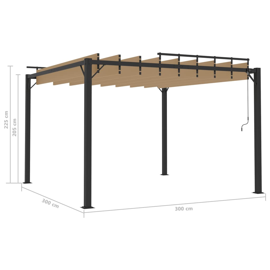 vidaXL Tonnelle avec toit à persienne 3x3 m Taupe Tissu aluminium