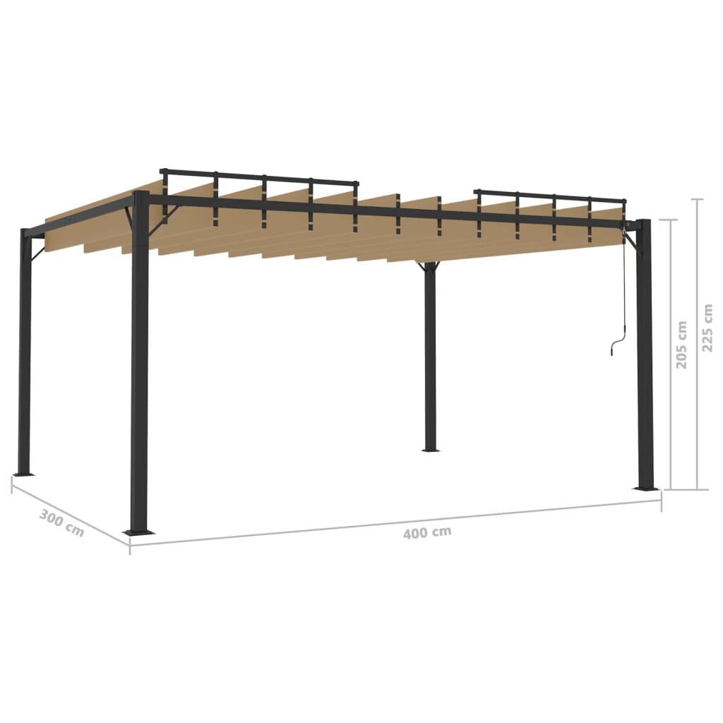 vidaXL Tonnelle avec toit à persienne 3x4 m Taupe Tissu aluminium
