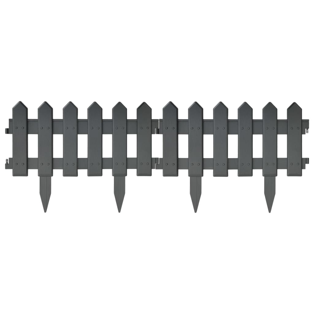 vidaXL Bordures de pelouse 25 pcs Anthracite 10 m PP
