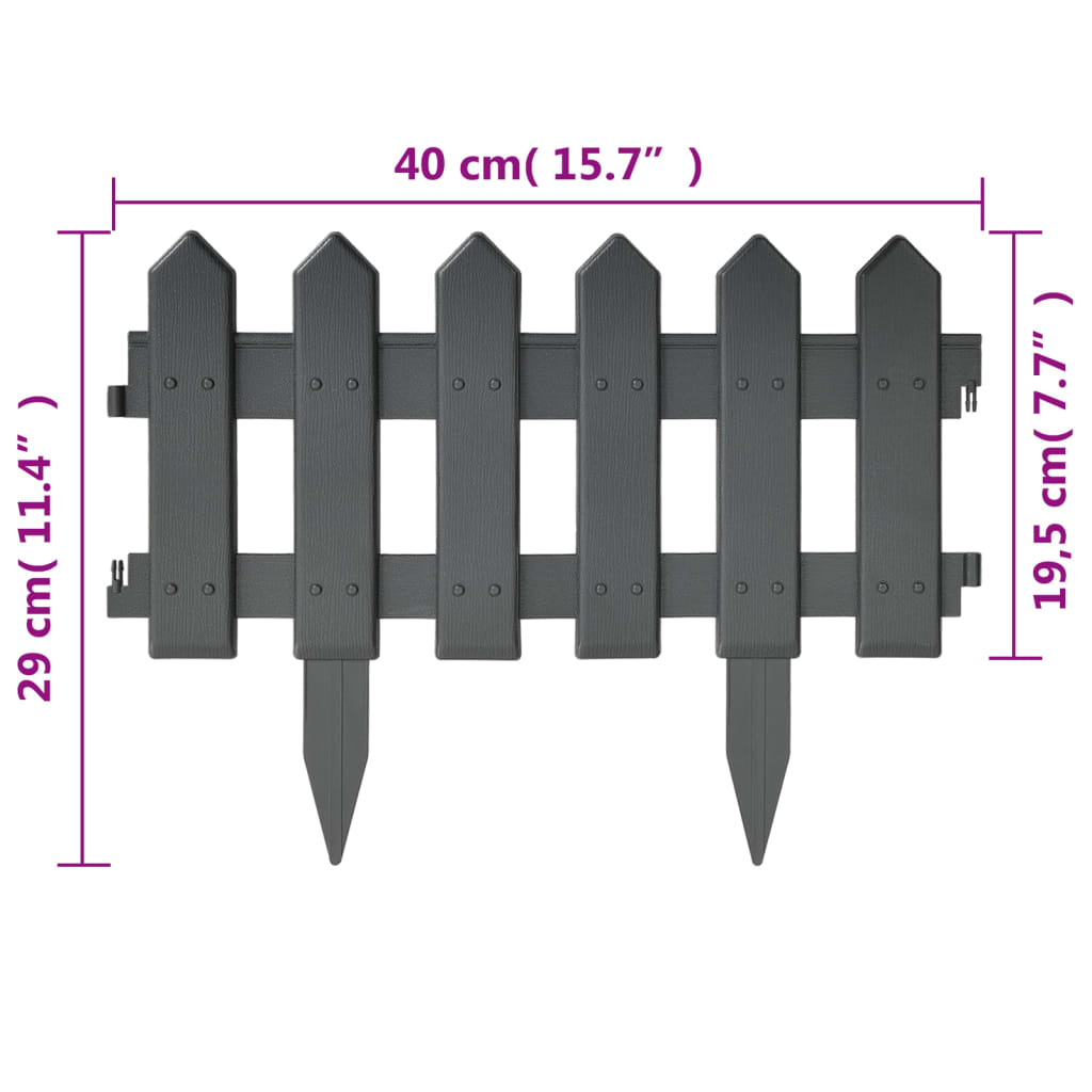 vidaXL Bordures de pelouse 25 pcs Anthracite 10 m PP