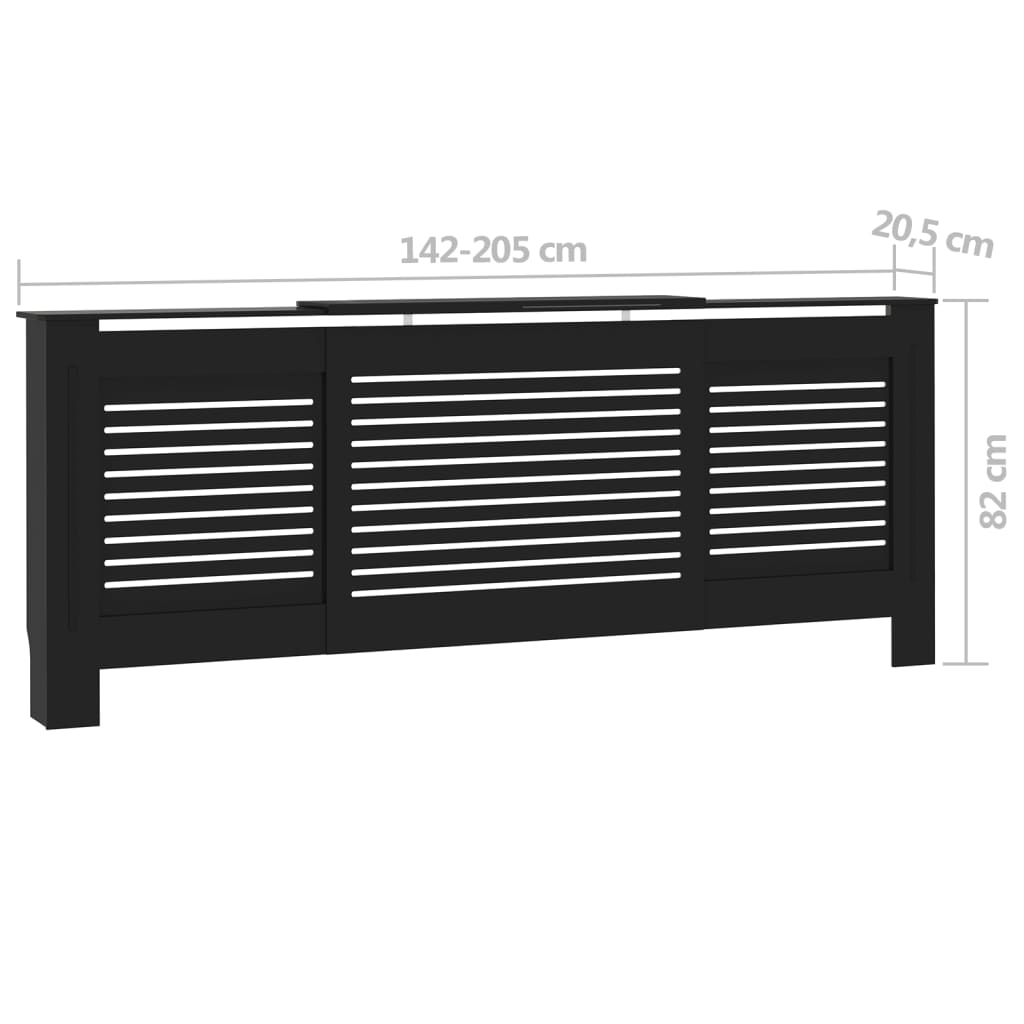 vidaXL Cache-radiateur MDF Noir 205 cm