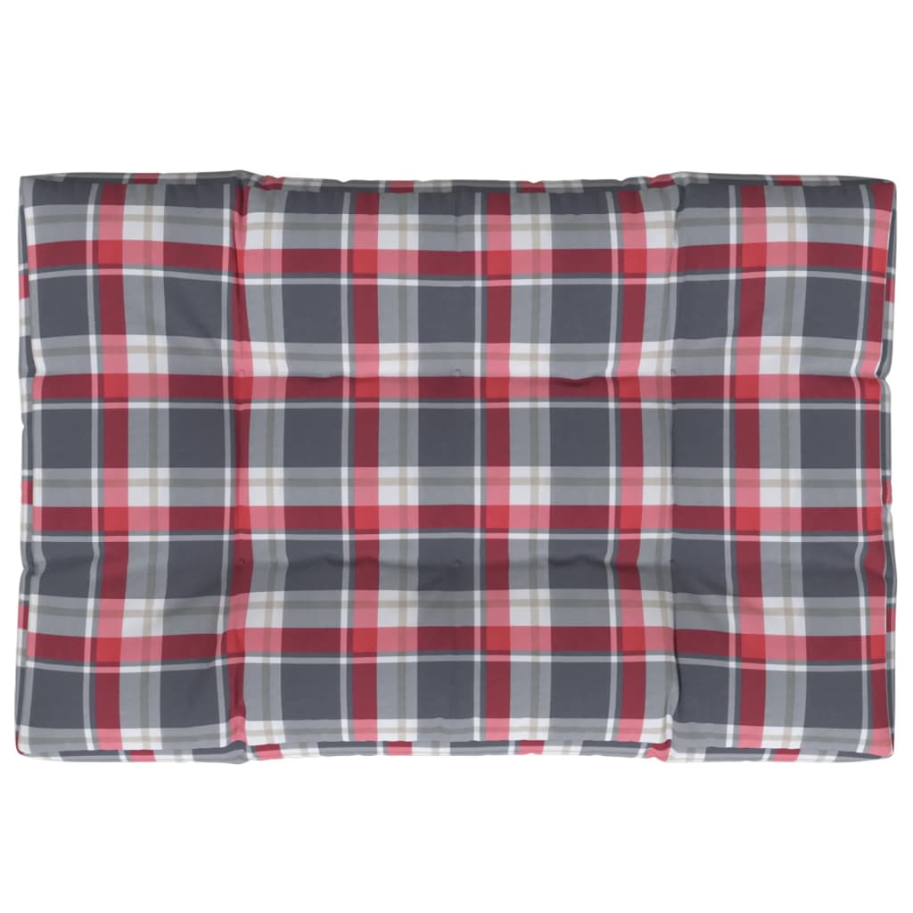 vidaXL Coussin de palette motif à carreaux rouge 120x80x12 cm tissu