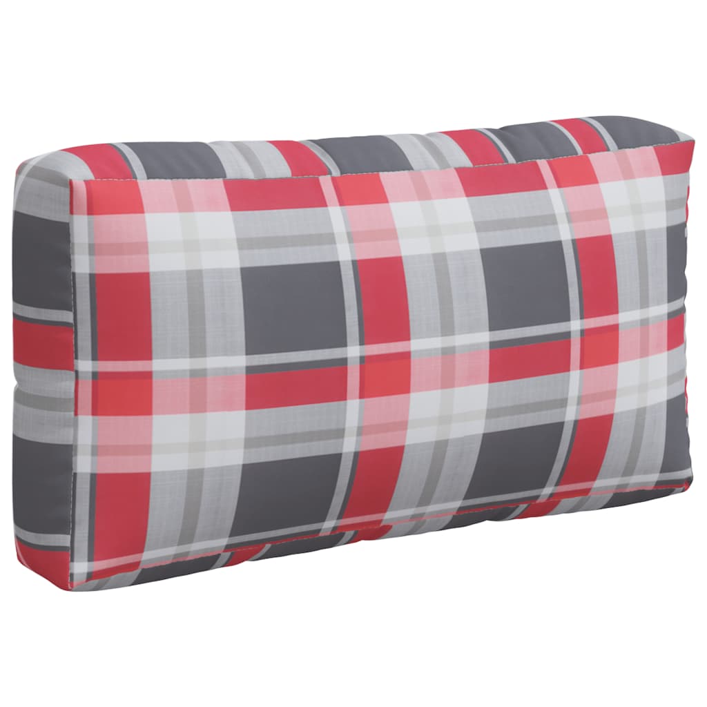 vidaXL Coussins de palette 3 pcs motif à carreaux rouge tissu