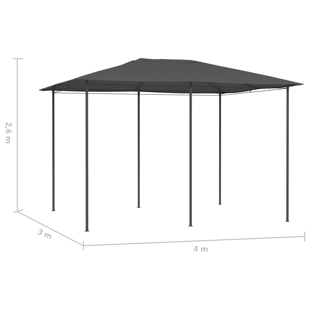vidaXL Belvédère 3x4x2,6 m Anthracite 160 g/m²