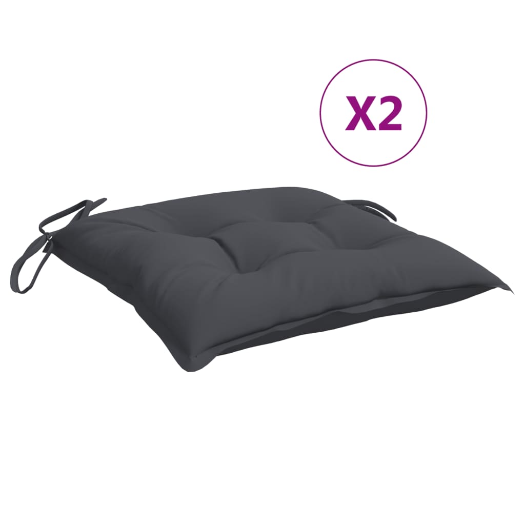 vidaXL Coussins de chaise 2 pcs anthracite 40x40x7 cm tissu oxford