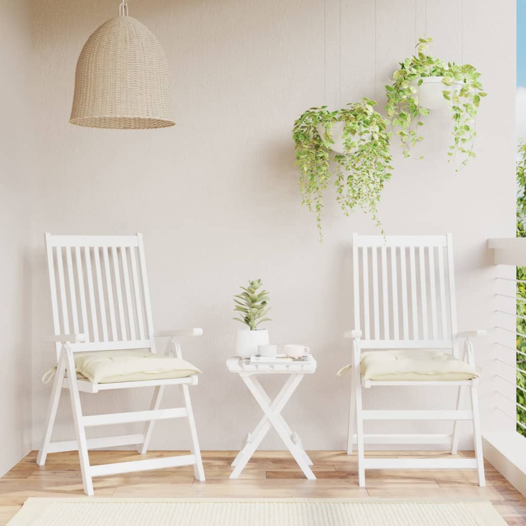 vidaXL Coussins de chaise 2 pcs blanc crème 40x40x7 cm tissu oxford